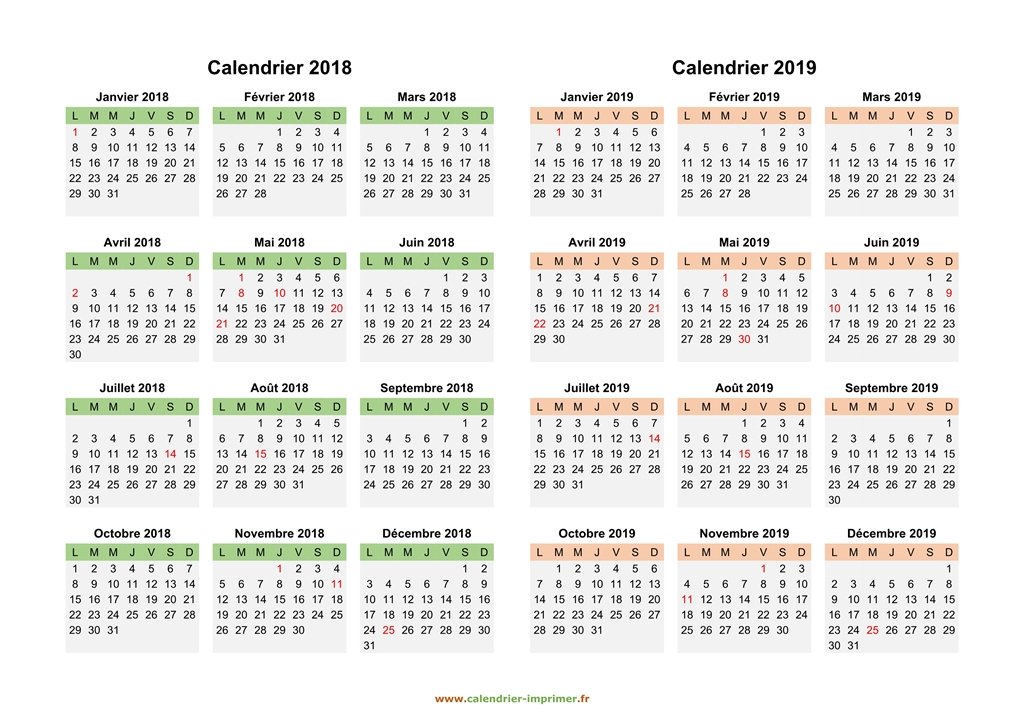 Calendrier 18 19 A Imprimer