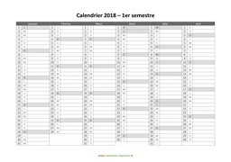 calendrier annuel 2018 semestre