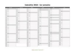 calendrier annuel 2018 semestre