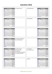 calendrier annuel 2018 vertical 2 colonnes
