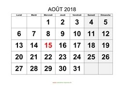 calendrier août 2018 modele 01