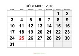 calendrier décembre 2018 modele 01
