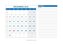 calendrier décembre 2018 modele 06