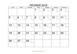 calendrier février 2018 modele 02