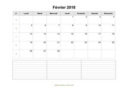 calendrier février 2018 modele 07