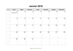 calendrier janvier 2018 modele 03