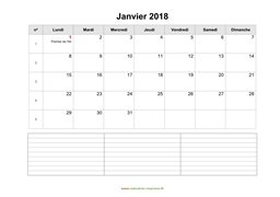 calendrier janvier 2018 modele 07