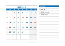 calendrier mai 2018 modele 06