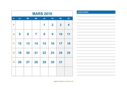 calendrier mars 2018 modele 06