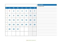 calendrier mensuel 2018 modele 06