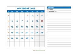 calendrier novembre 2018 modele 06