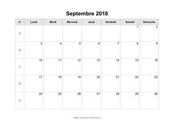 calendrier septembre 2018