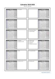 Calendrier Août 2019 à Juillet 2020 Vertical 2 Colonnes