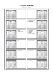 Calendrier Septembre 2019 à Août 2020 Vertical 2 Colonnes