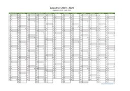 Calendrier Septembre 2019 à Août 2020 Vierge