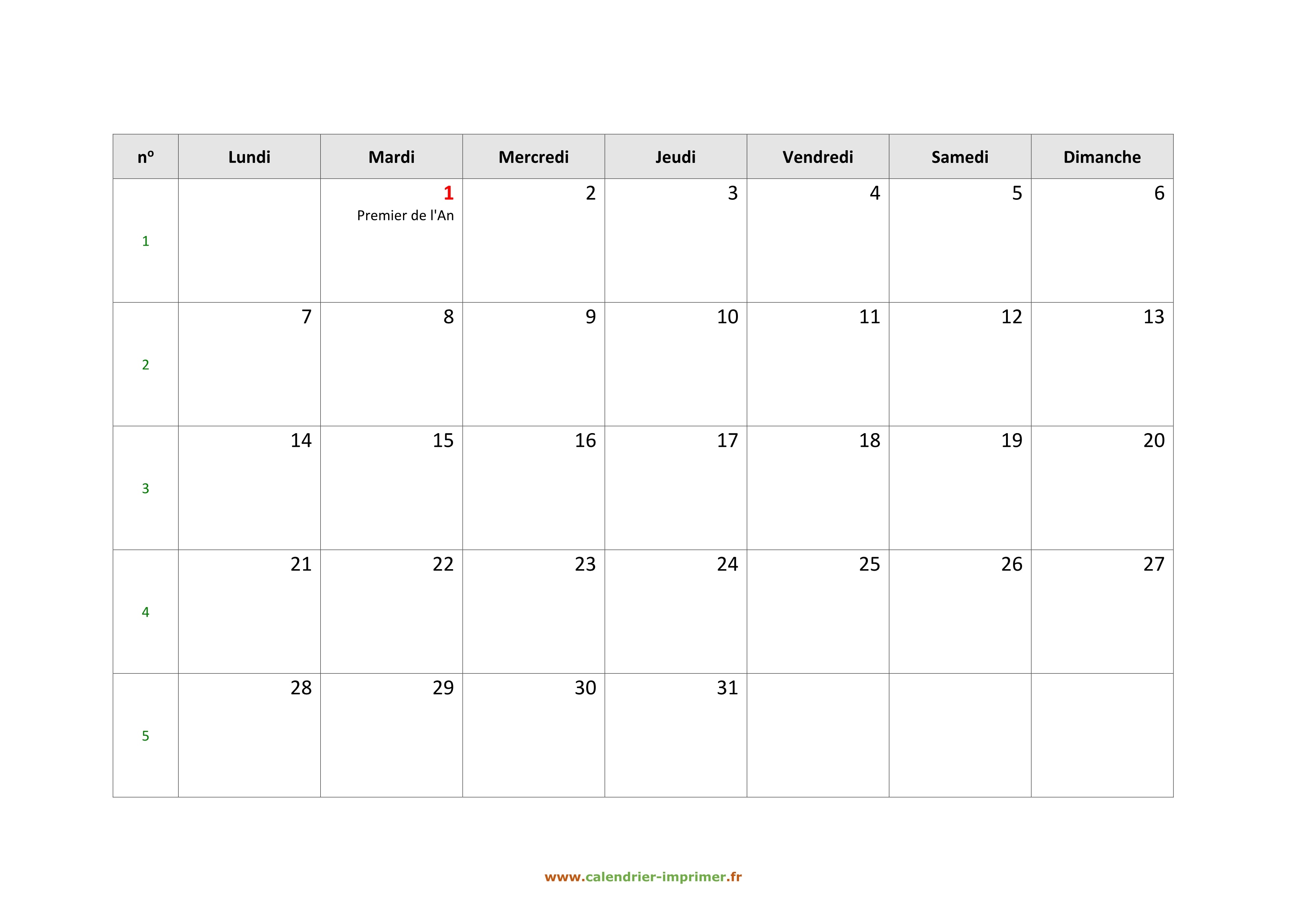 calendrier 2019 à imprimer