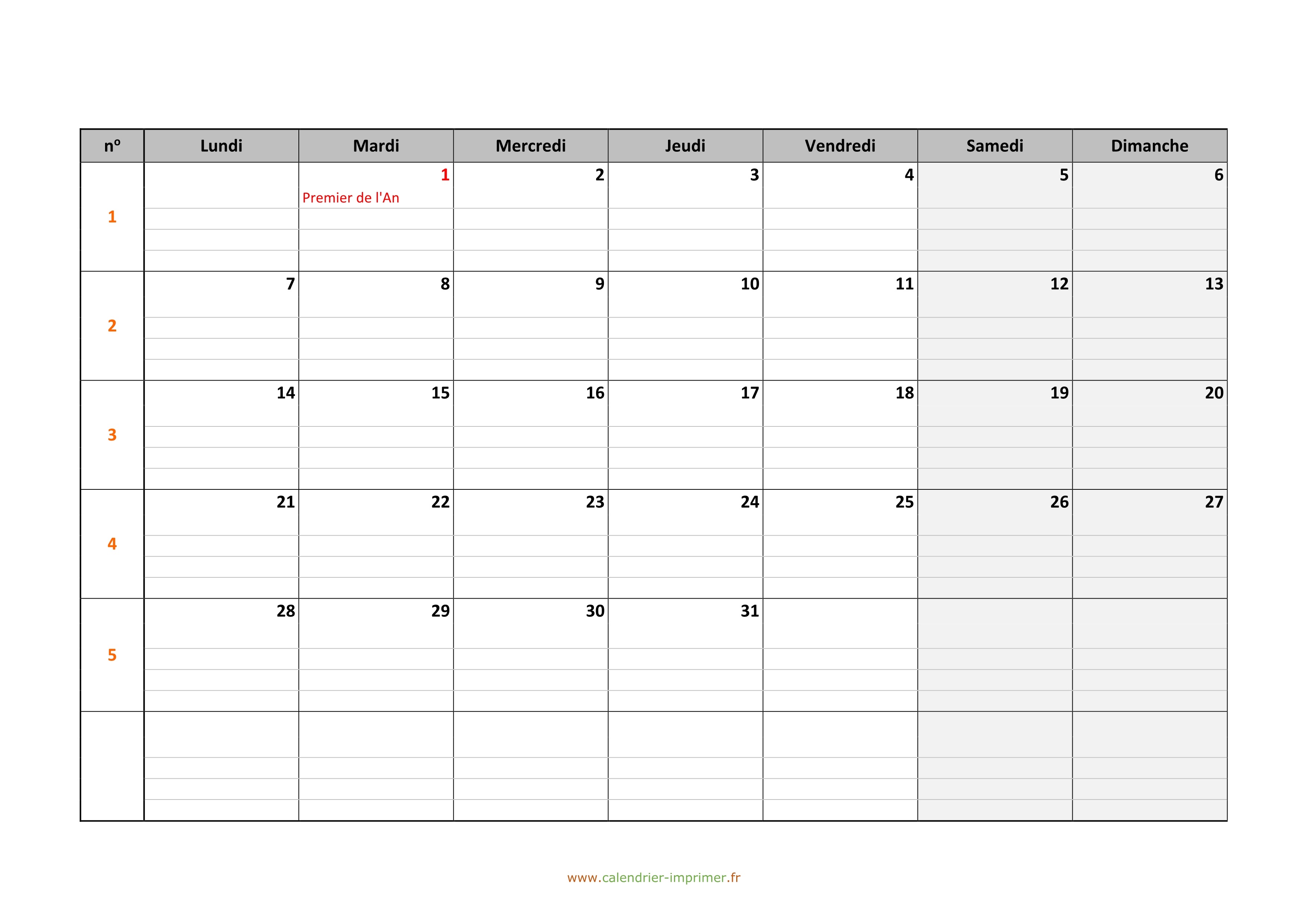 Calendrier 2019 excel