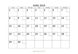 calendrier avril 2019 modele 02