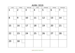 calendrier avril 2019 modele 02