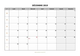 calendrier décembre 2019 modele 05