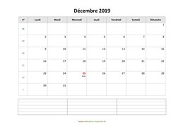 calendrier décembre 2019 modele 07