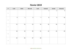 calendrier février 2019 modele 03