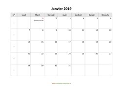 calendrier janvier 2019 modele 03
