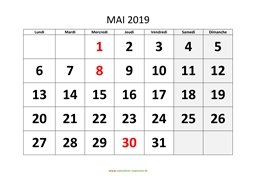 calendrier mai 2019 modele 01