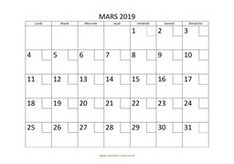 calendrier mars 2019 modele 02