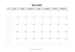 calendrier mars 2019 modele 03