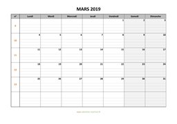 calendrier mars 2019 modele 05