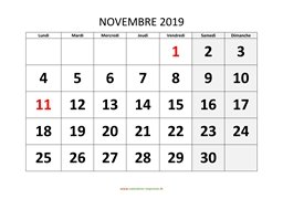 calendrier novembre 2019 modele 01