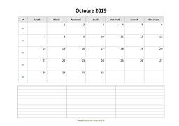 calendrier octobre 2019 modele 07