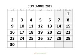 calendrier septembre 2019 modele 01