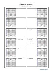 Calendrier Août 2020 à Juillet 2021 Vertical 2 Colonnes