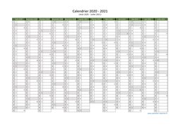 Calendrier Août 2020 à Juillet 2021 Vierge