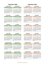 Calendrier Janvier 2020 à Décembre 2021 Vertical Modèle 04