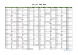Calendrier Septembre 2020 à Août 2021 Vierge