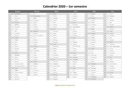 calendrier annuel 2020 semestre fetes