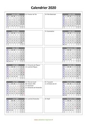 calendrier annuel 2020 vertical 2 colonnes