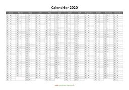 calendrier annuel 2020 vierge