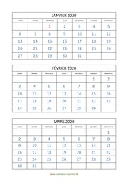 calendrier mensuel 2020 modele 04