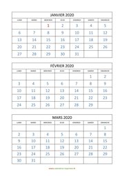 calendrier mensuel 2020 modele 04