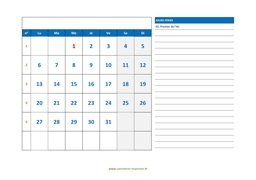 calendrier mensuel 2020 modele 06