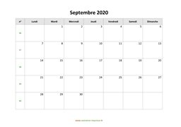 calendrier septembre 2020