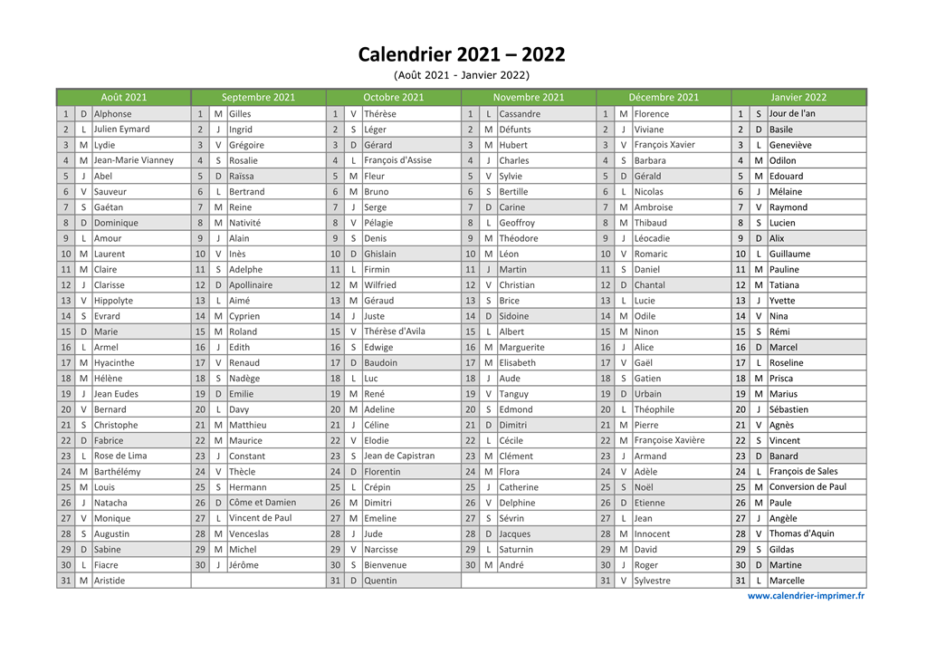 Calendrier Aout 2022 Pdf Calendrier 2021 2022 à imprimer