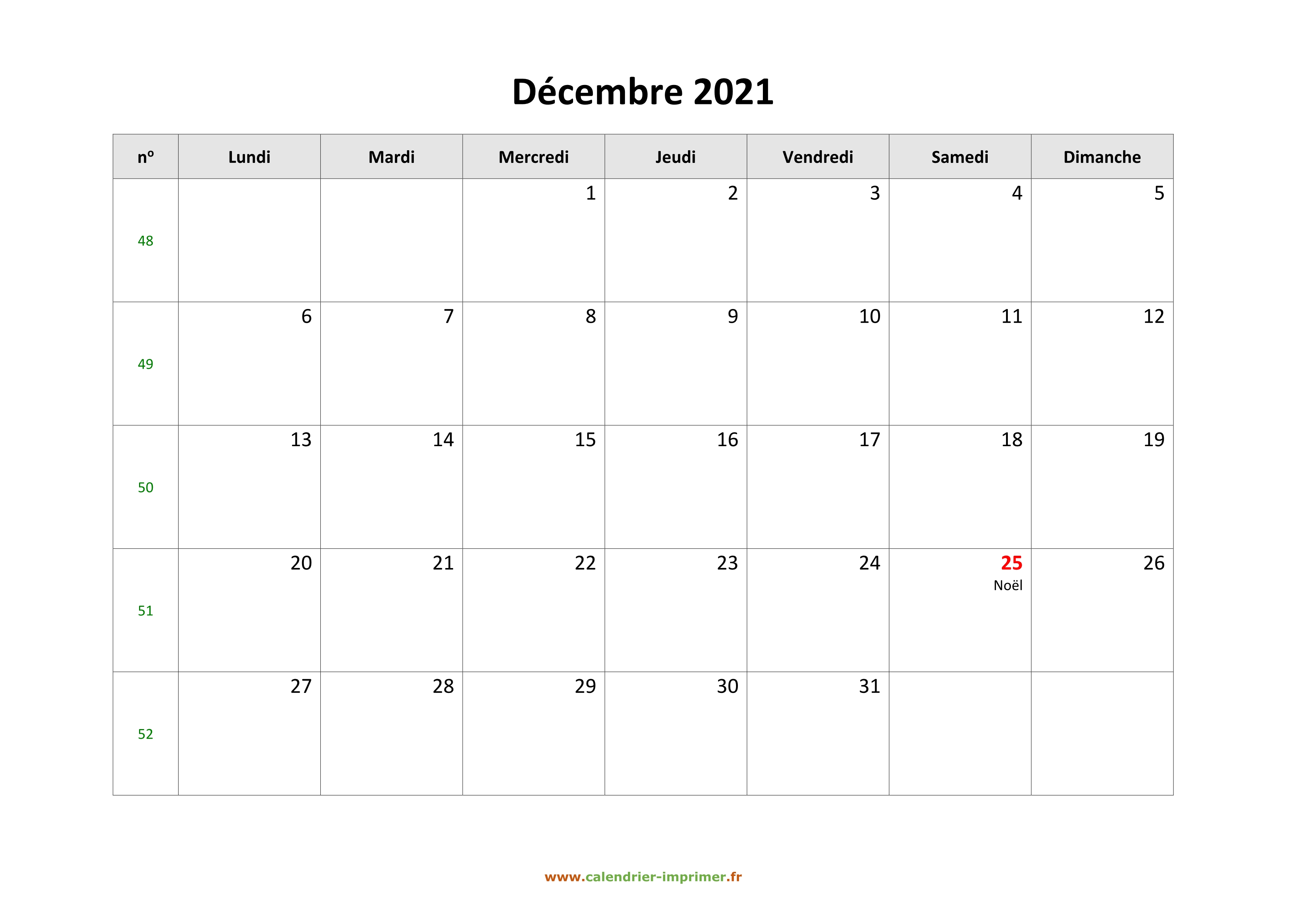 Calendrier Décembre 2021 à Imprimer Gratuit Calendrier Décembre 2021 à imprimer