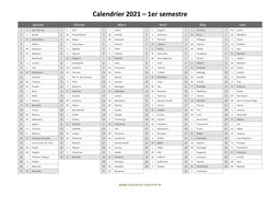 calendrier annuel 2021 semestre fetes