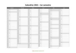 calendrier annuel 2021 semestre