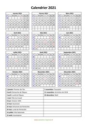 calendrier annuel 2021 vacances vertical